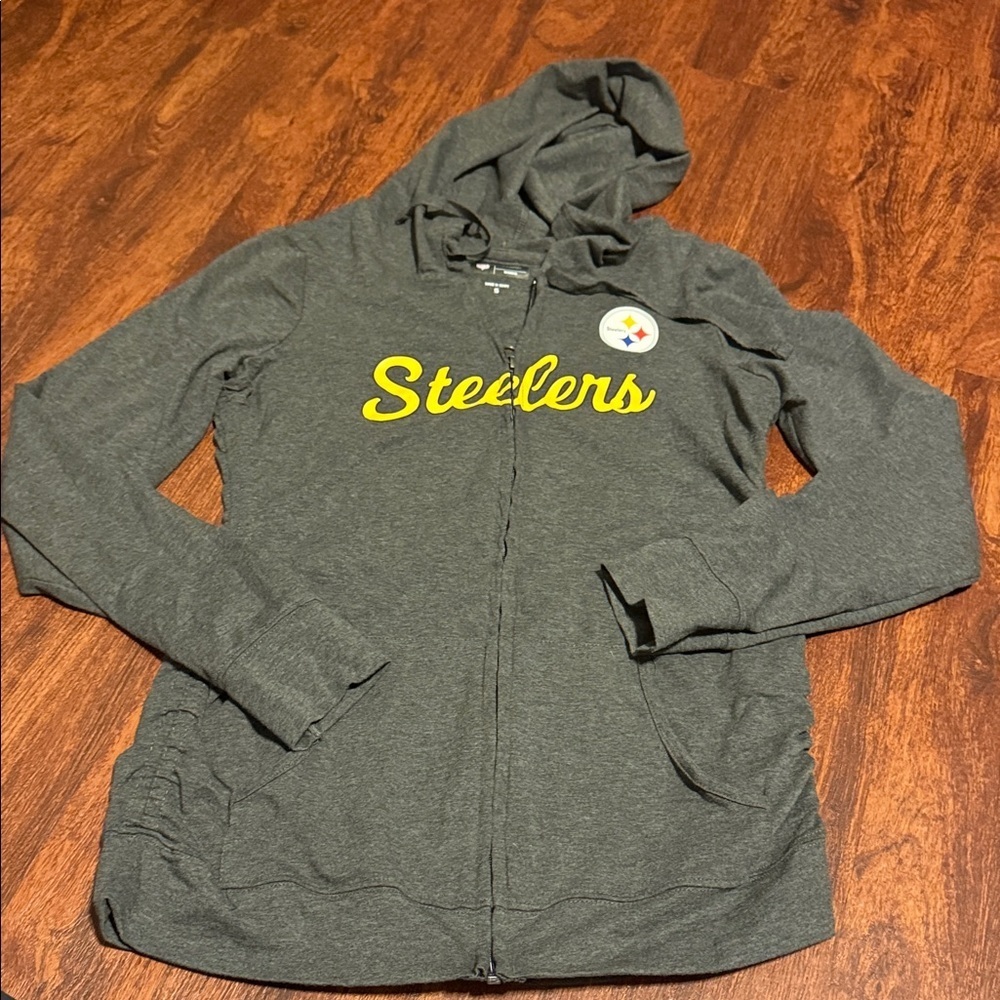 NFL Steelers Women's Gray Zip-Up Hoodie